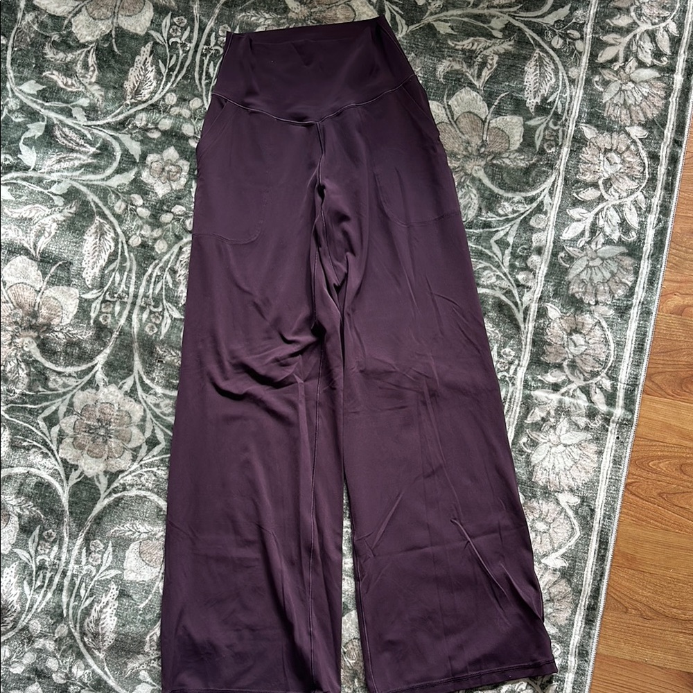 Wide-Leg High-Waist Pants in Deep Plum